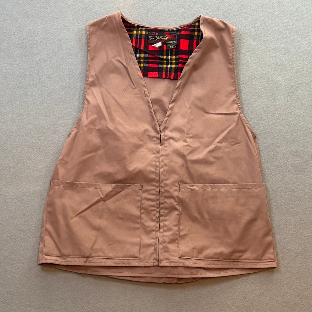 VTG 10x America's Finest Sport Clothing Hunting Vest Brown Plaid Lined Mens M